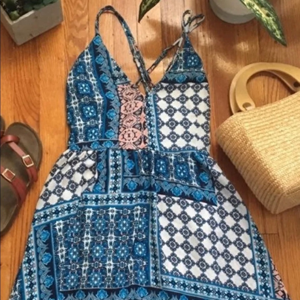 Paper Crane Patchwork Print Dress